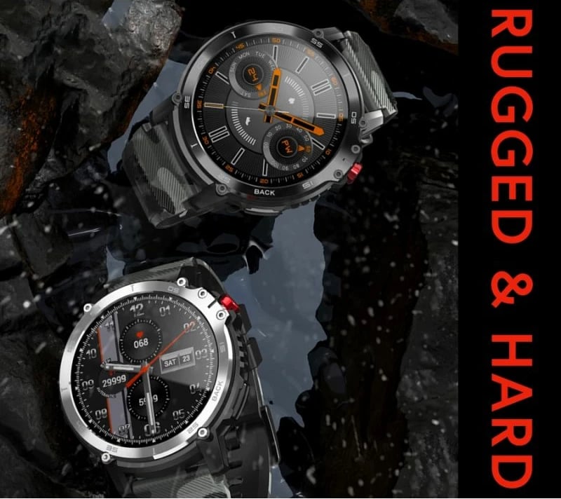 Smartwatch për meshkuj Rubicon, e zezë/camo