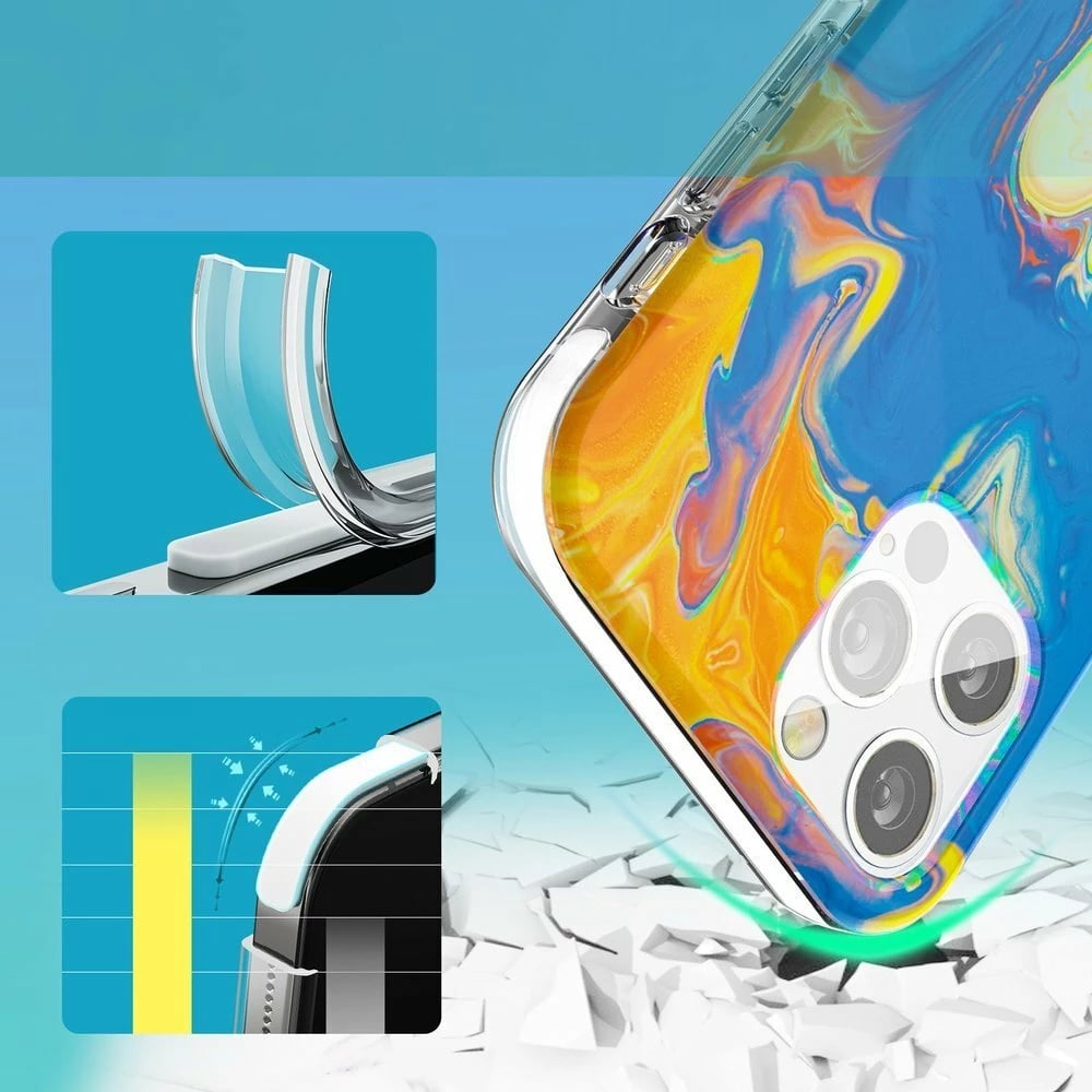 Mbështjellës Kingxbar Watercolor Series për iPhone 12 Pro Max, verdhë/blu