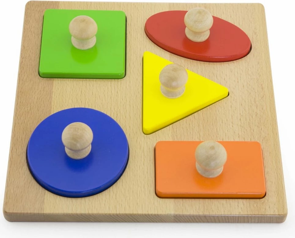 puzzle druri me forma, Viga Shapes, 5 pjesë, 24x24x5 cm, multingjyrës