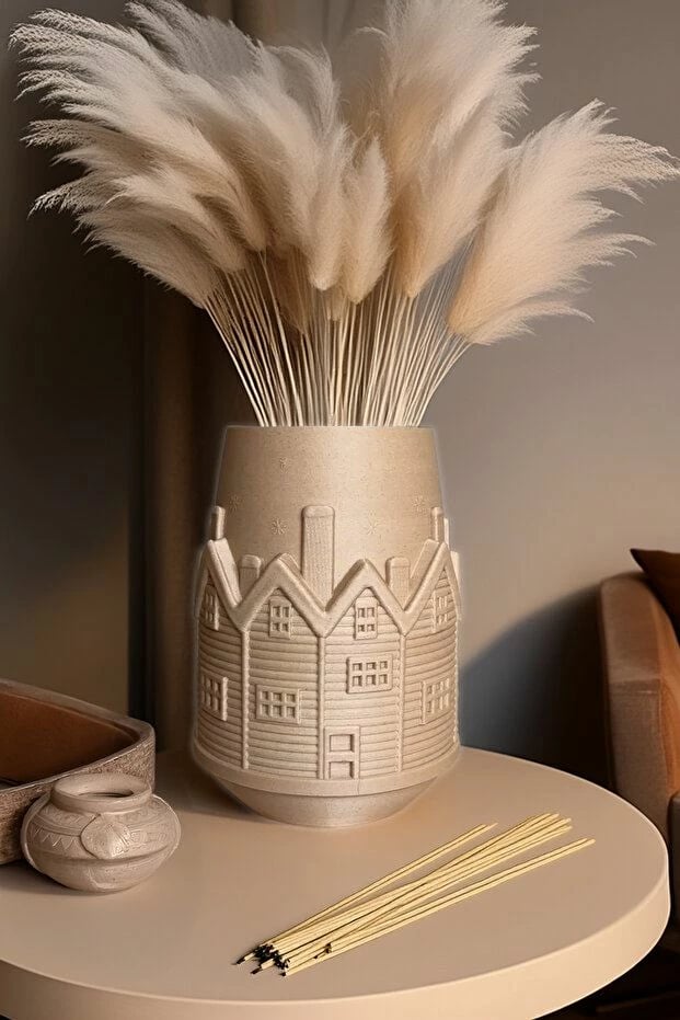 Vazo Evila Originals, Winter House, ngjyrë bezhë, 20cm