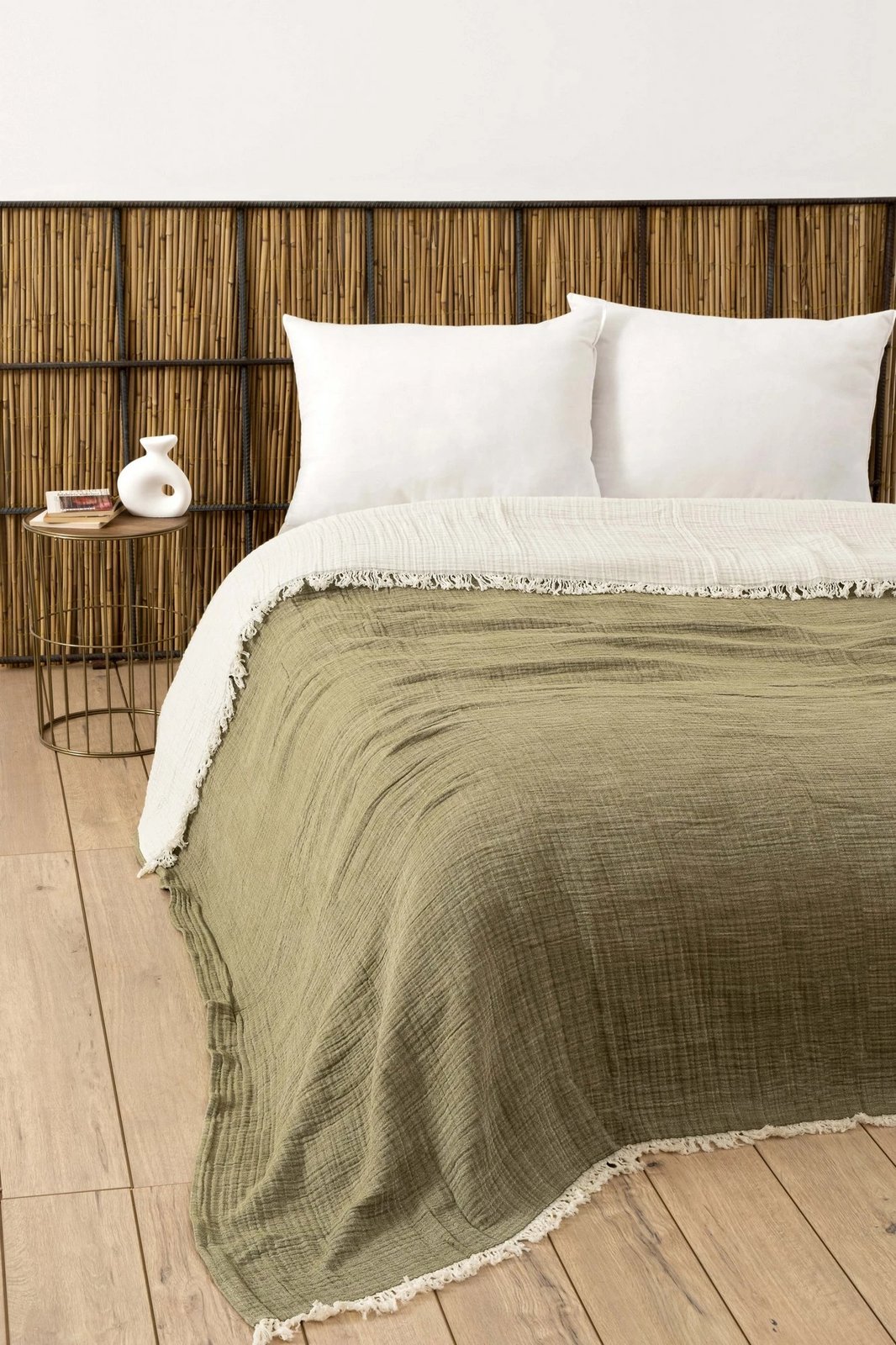 Mbulesë krevati dopio, muslin, ngjyrë Age Green