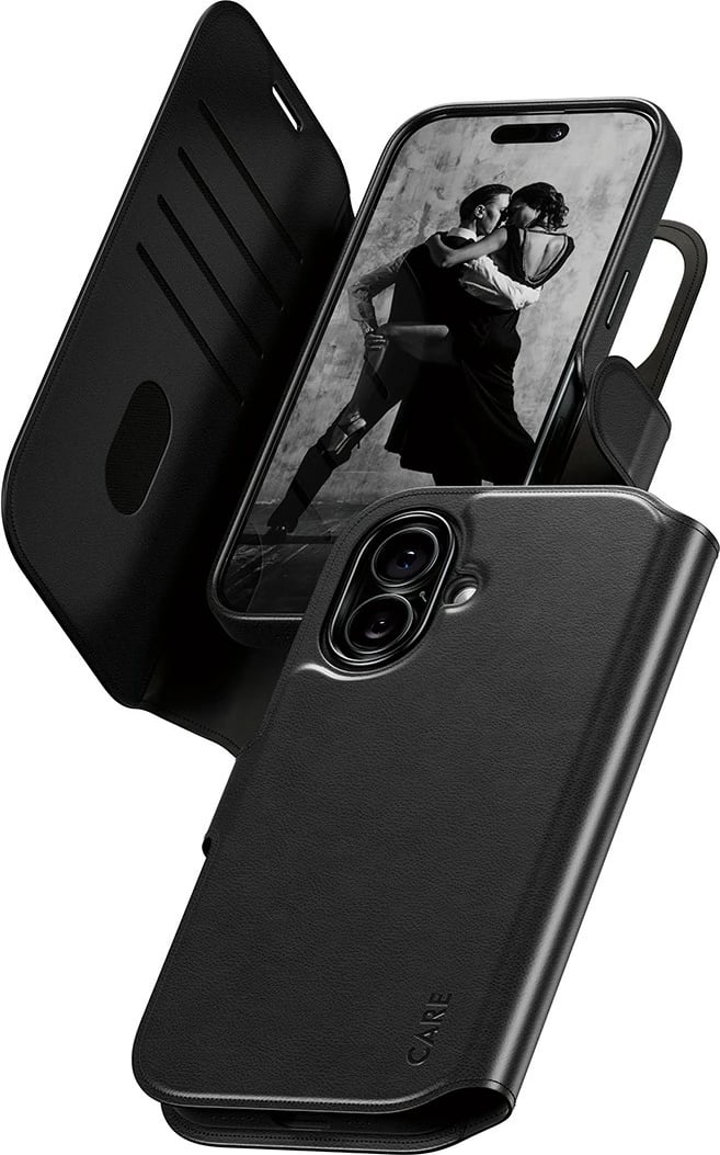 Mbështjellës PanzerGlass CARE Feature Case Tango 2in1 Wallet MagSafe për iPhone 17, i zi