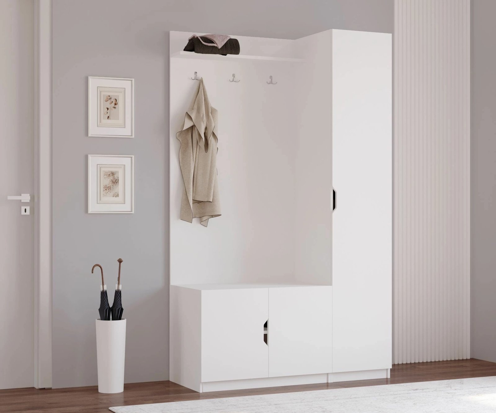 Stendë korridori, ngjyrë e bardhë mat, Skye Decor, RB-159