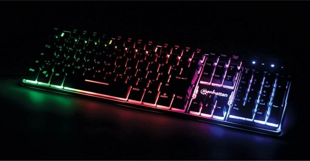 Tastierë gaming MANHATTAN USB, LED, full-size, spanjolle, e zezë