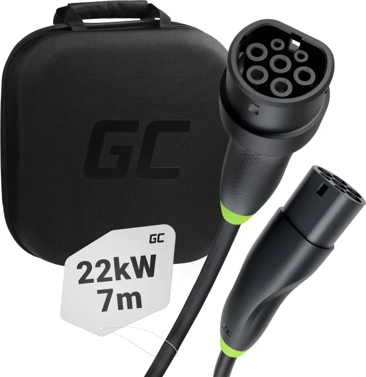 Kabëll për mbushje të veturave elektrike Green Cell EVKABGC02, 7 m, i zi