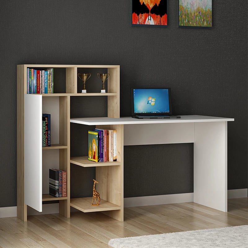 Tavolinë zyre Slate, ngjyrë bardhë-lisi, 20x60x112cm