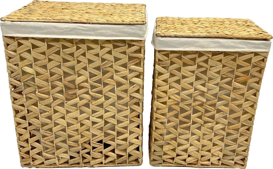 Set 2 shporta OSIERA me kapak, hiacint natyral, pëlhurë, 45x35x55cm