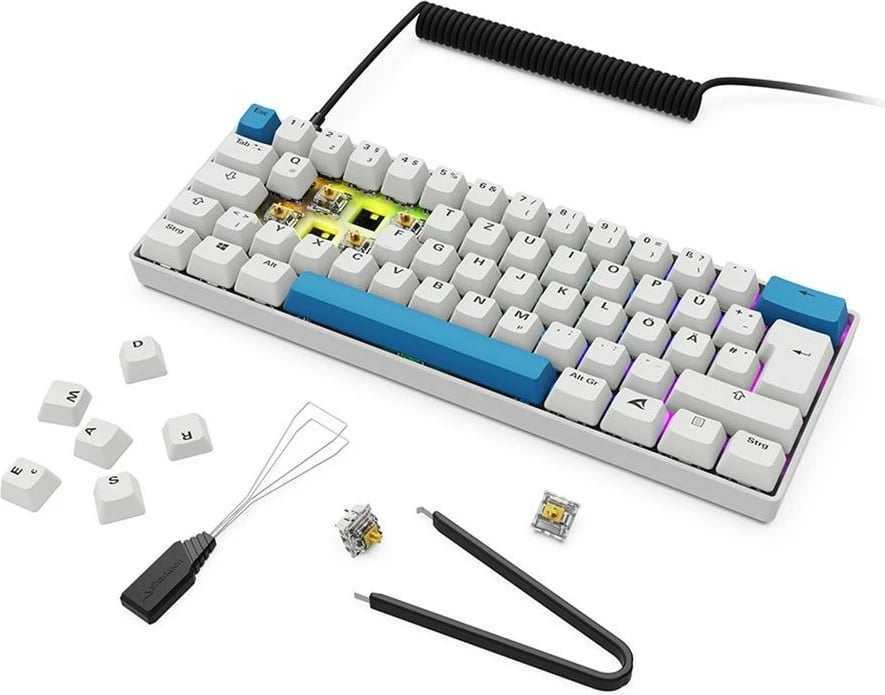 Tastierë gaming Sharkoon Skiller SGK50S4 Gen2, PBT, DE, RGB, e bardhë/blu Tastierë gaming Sharkoon Skiller SGK50S4 Gen2, PBT, DE, RGB, e bardhë/blu