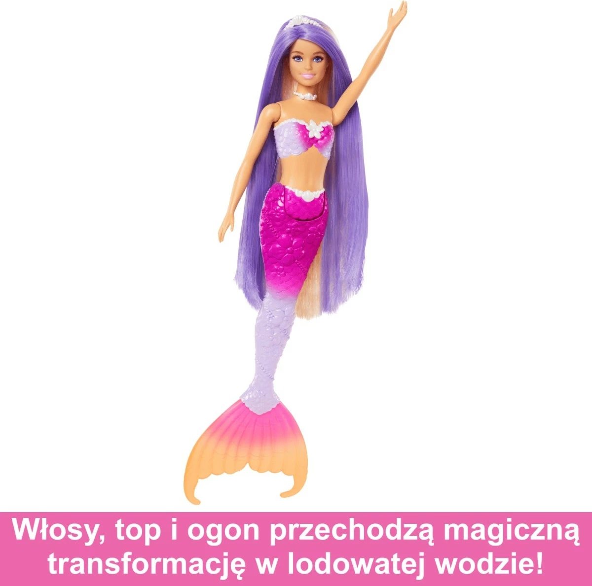 Kukull Barbie Malibu Mermaid Color Change Mattel HRP97 me aksesorë, Rozë