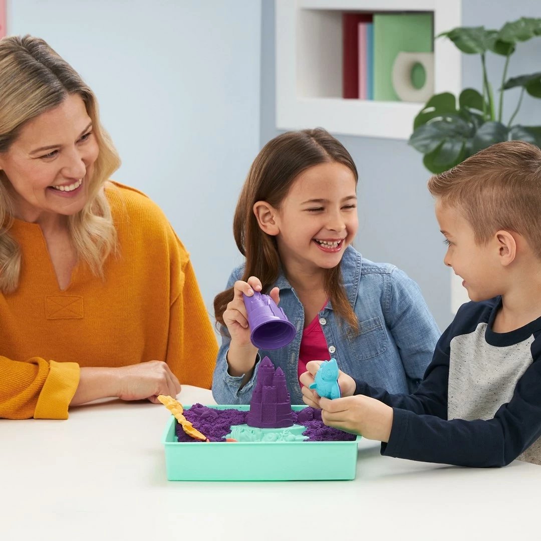 Set rërë kinetike SPIN MASTER, Sandbox Set, 1lb, me vegla dhe forma, ngjyra të përziera