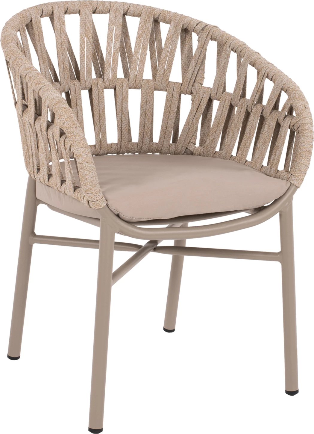 Karrige alumini, ngjyrë mocha e lehtë dhe litar bezhë, 57x56x78 cm, FH5857.03