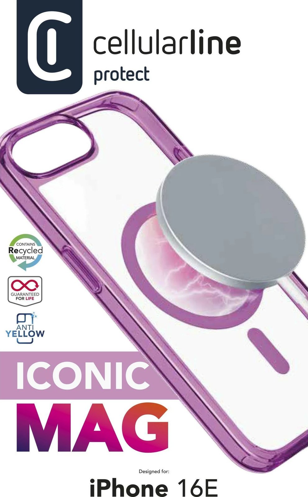 Mbështjellës Cellular Line ICONIC MAG për iPhone SE (2025), 6.1 inch, rozë