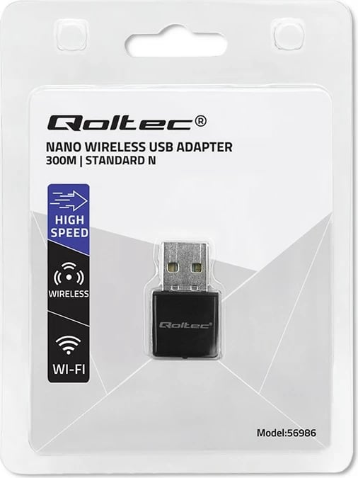 Adapter WiFi mini Qoltec 56986, USB 2.0, 300 Mbps, i zi