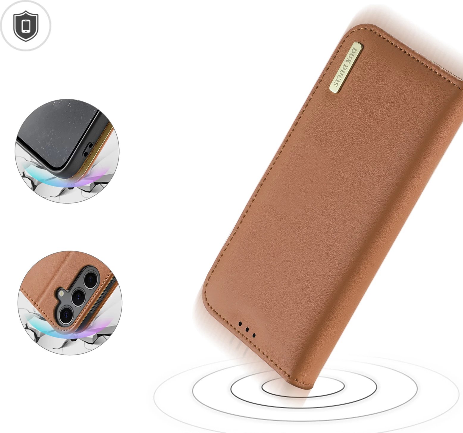 Mbështjellës Dux Ducis Hivo për Samsung Galaxy S24 Plus, me kapak, portofol, RFID blocker, Kafe