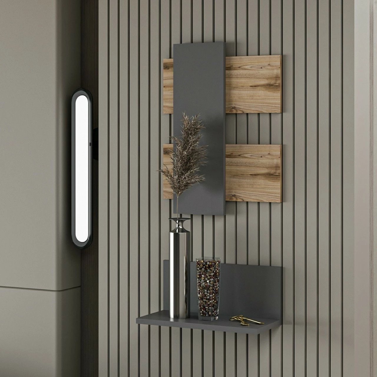 Komodë anësore Hanah Home, Belita, ngjyrë lis dhe antracit