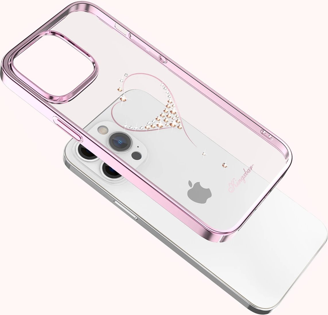 Mbështjellës silikon Kingxbar Wish Series për iPhone 14 Pro Max, me kristale Swarovski, Rozë