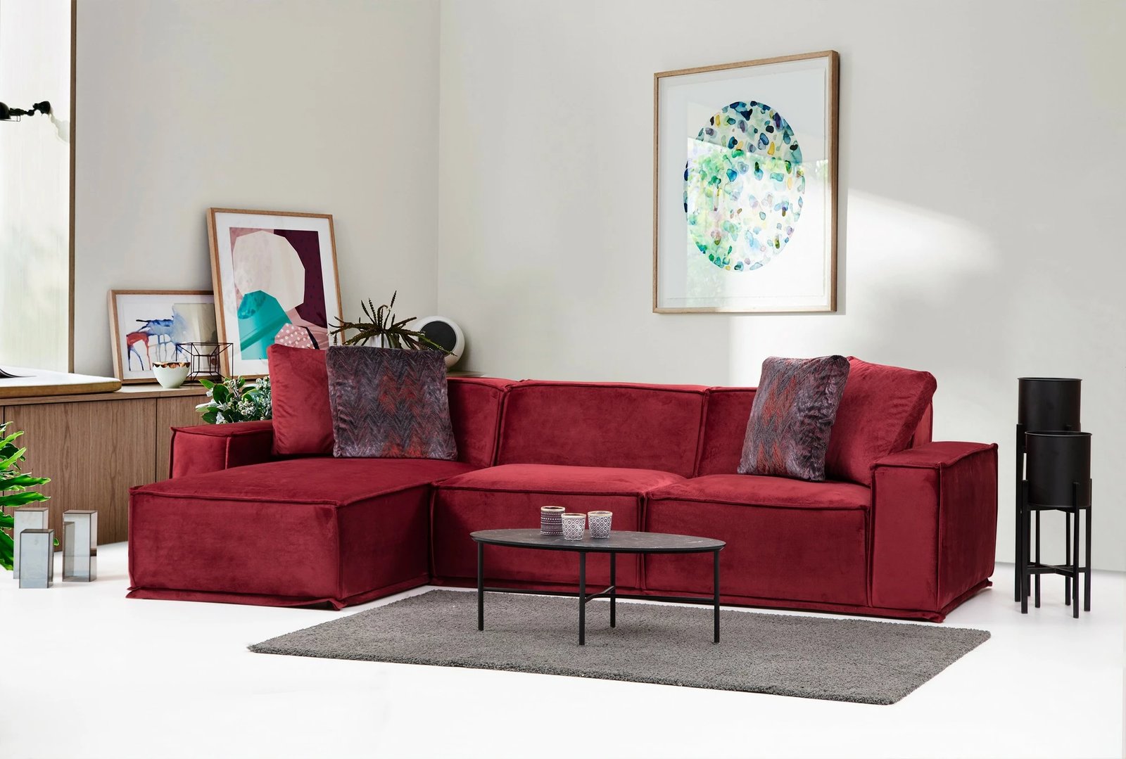 Këndare Atelier del Sofa, Lego Corner 8, ngjyrë burgundy (Chl-O1-1R)