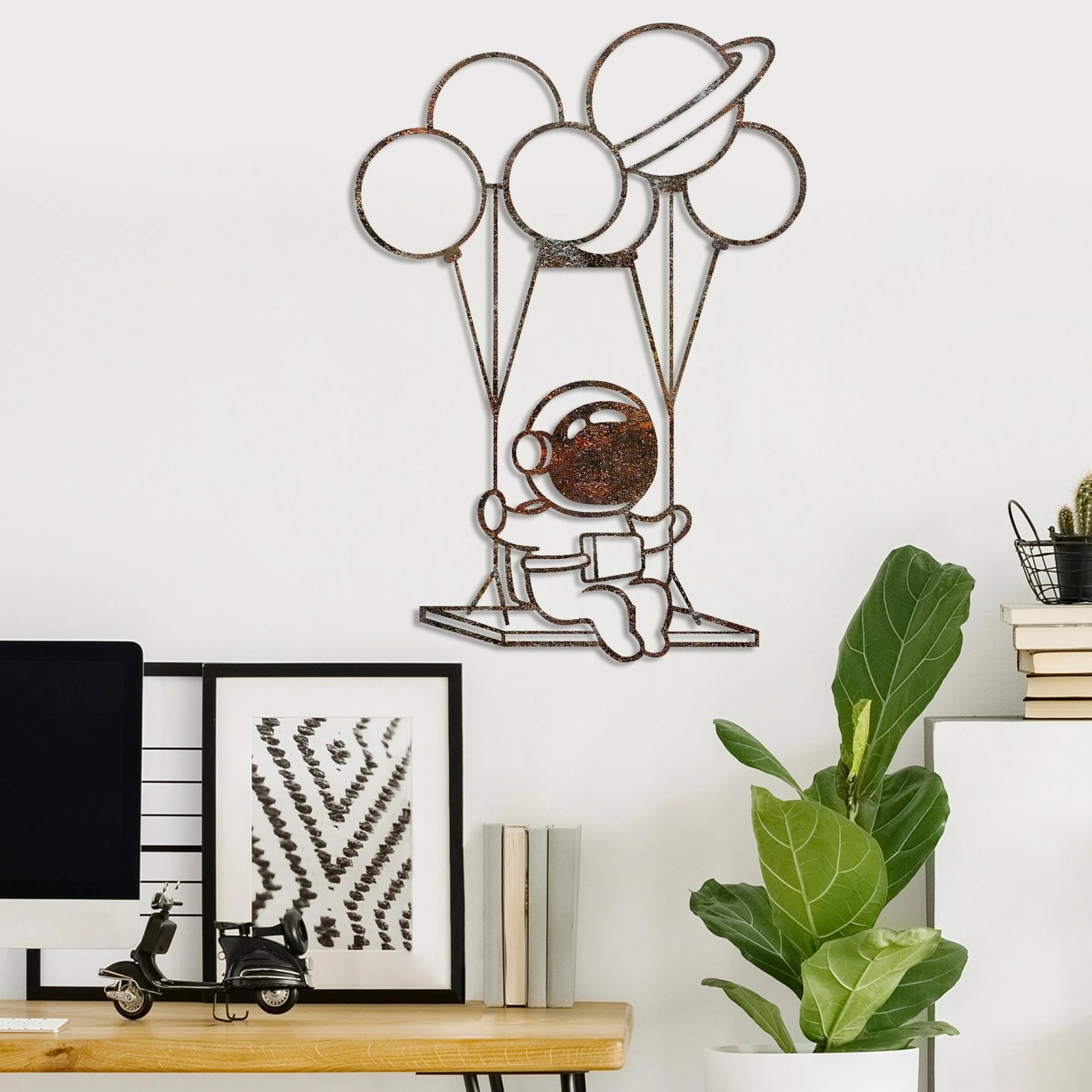 Aksesor dekorativ metalik për mur Wallity, Rusty Astro 1