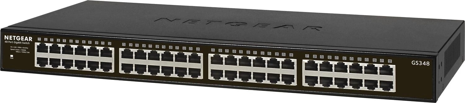 Switch Netgear GS348-100EUS, 48 porte, për kabinete 19", metal