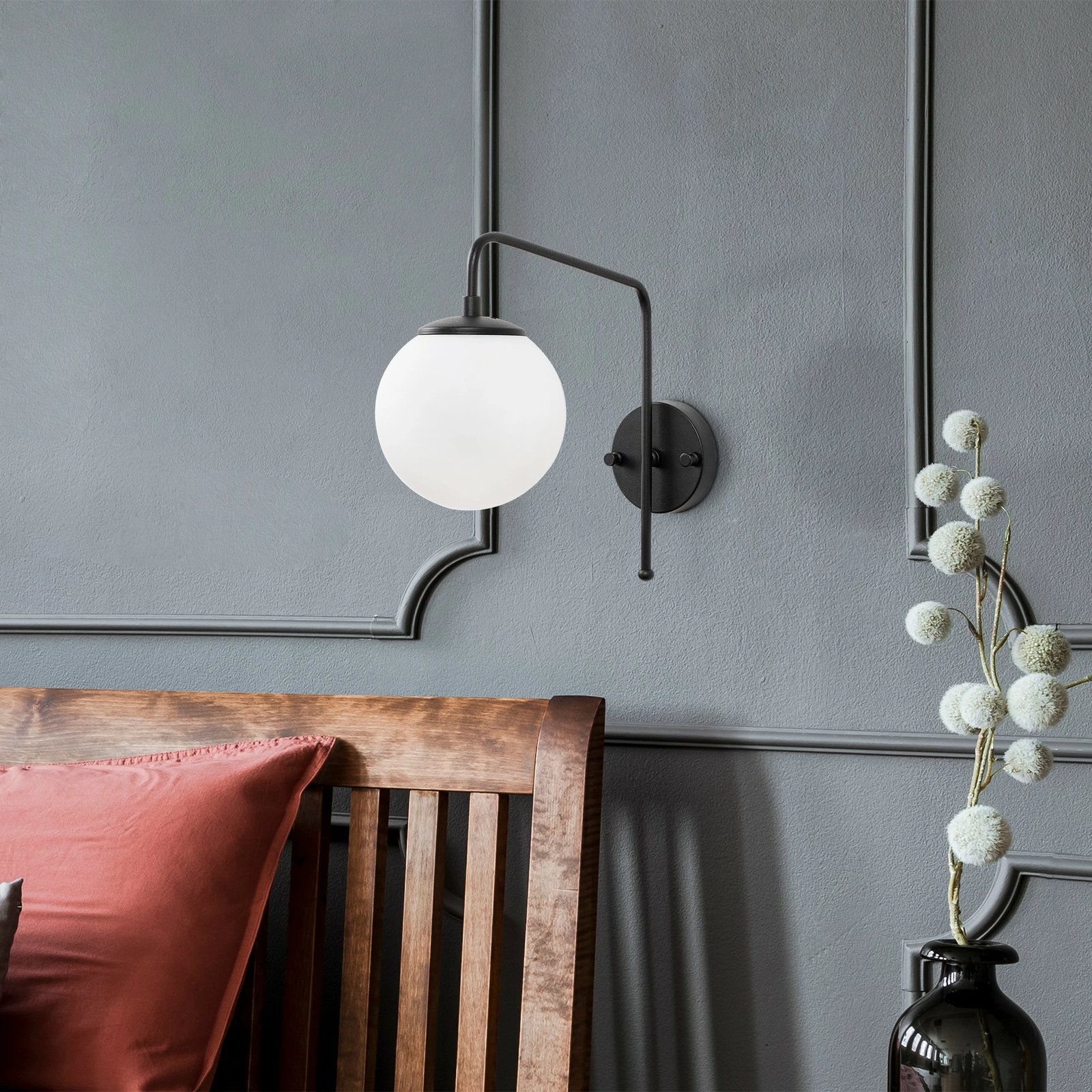 Llambë muri Opviq, Viran, e zezë dhe e bardhë, 15x32x32cm