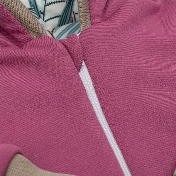 Kombinezon me kapuç, NEW BABY Spring, madhësi 56 (0-3m), pranverë/vjeshtë, zinxhir i plotë, i mbushur antialergjik, për vajza, rozë-vjollcë