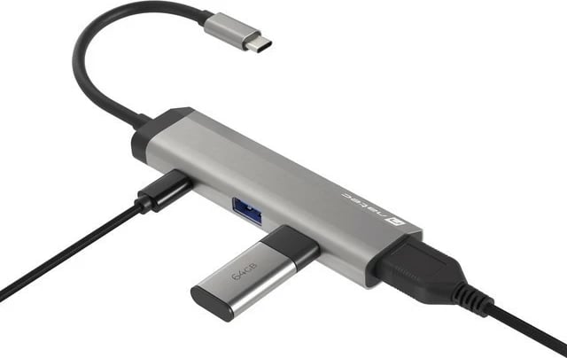 Multiport Natec Fowler Slim NMP-1984, 2x USB 3.0, HDMI 4K, USB-C PD, grafit