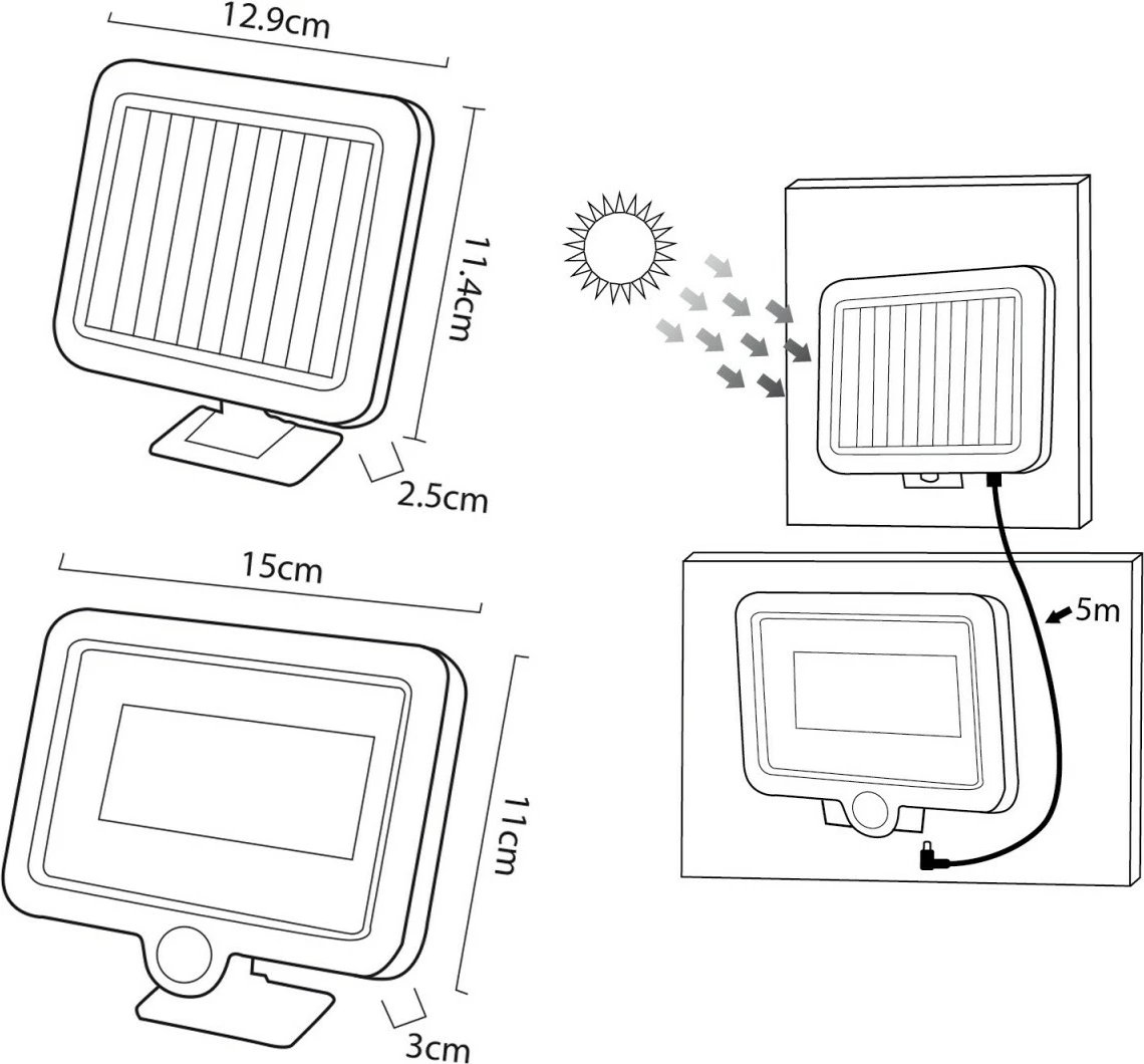 Projektor LED diellor Maclean MCE438 me sensor, i zi