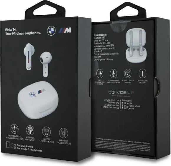 Kufje BMW BMBEMIATP20LOH TWS me docking station, të bardha Kufje BMW BMBEMIATP20LOH TWS me docking station, të bardha