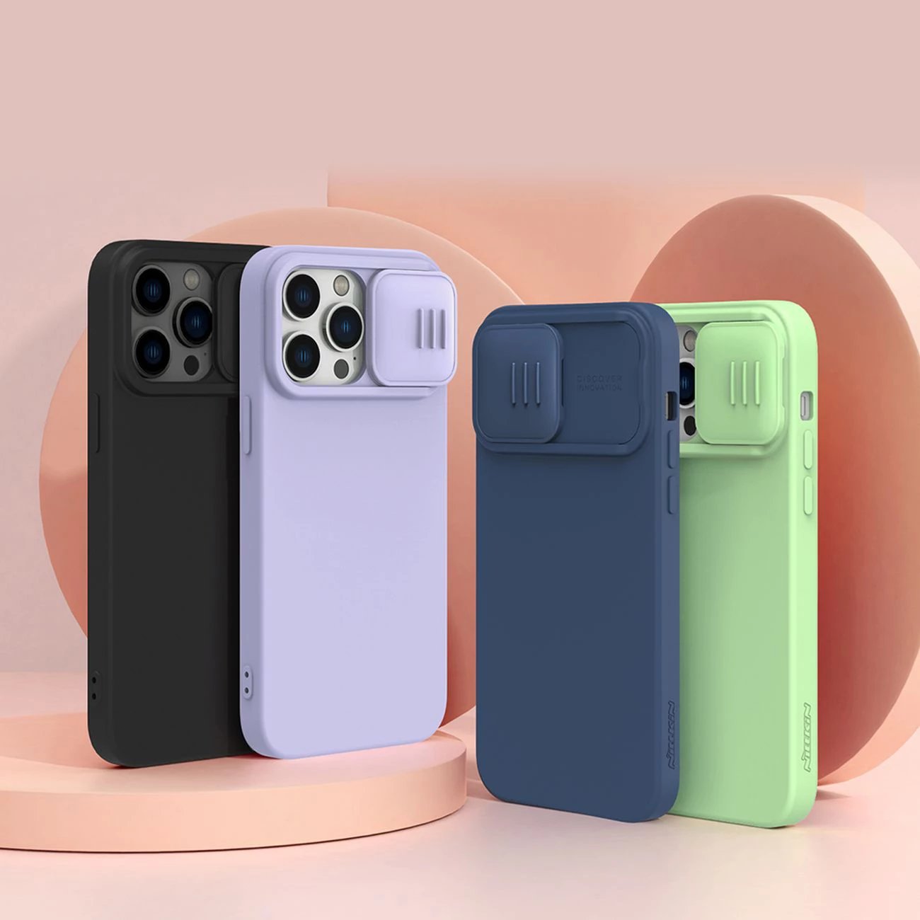 Mbështjellës Nillkin CamShield Silky Silicone për iPhone 14 Pro Max, Silikon, Kaltër