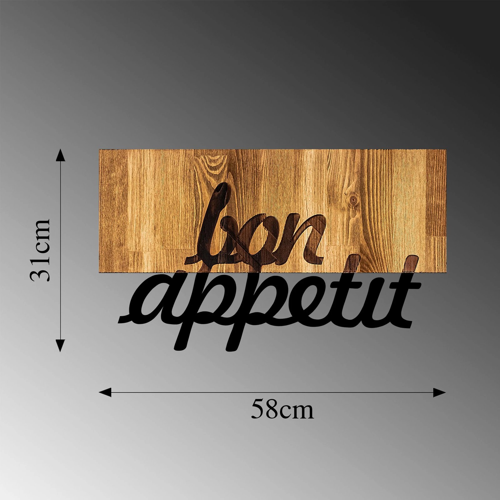 Aksesor dekorativ për mur, dru dhe metal, ngjyrë arre dhe e zezë, MA-309