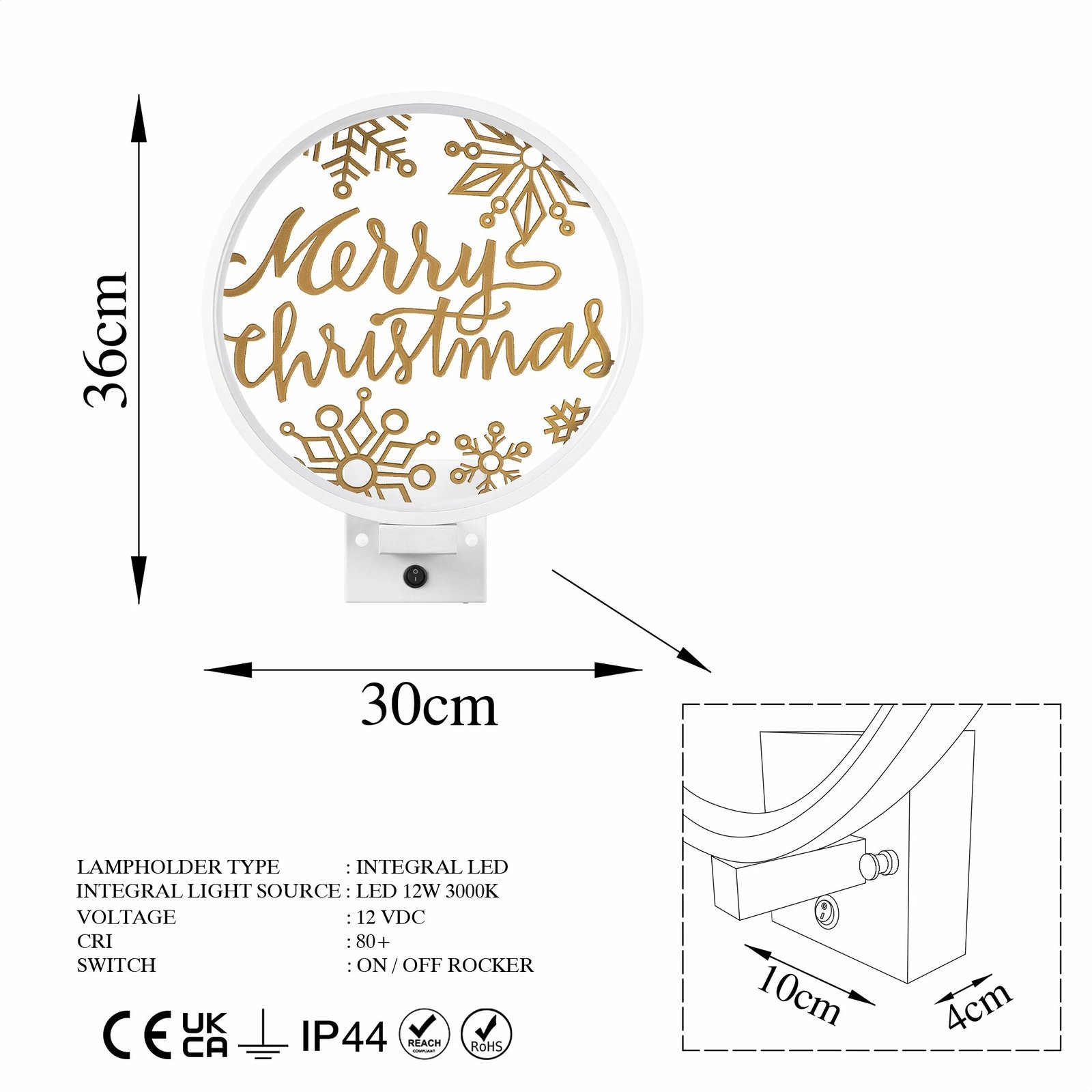 Llambë muri Opviq, XMAS29, e bardhë dhe ari