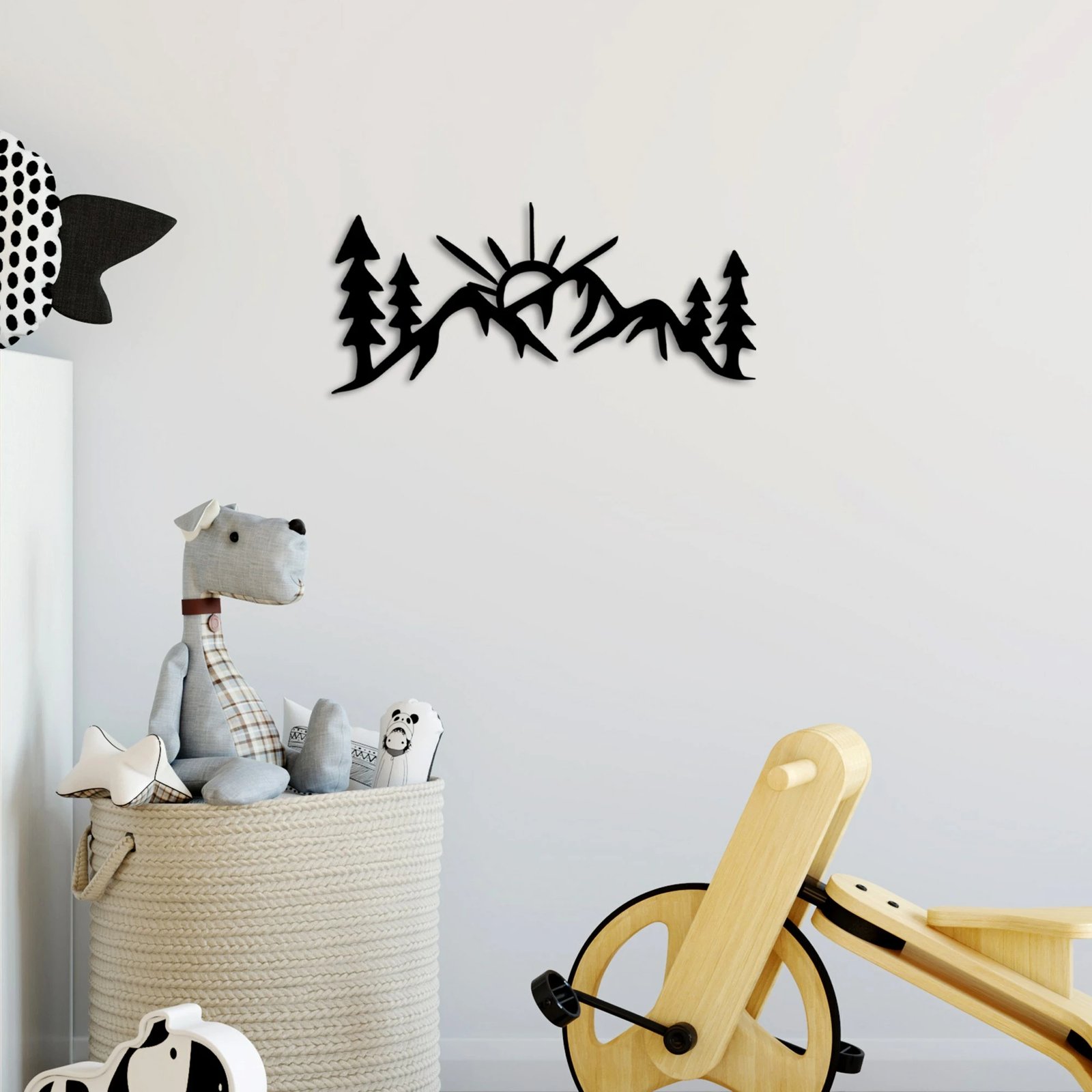 Aksesor dekorativ metalik për mur, Wallity, Wiew, ngjyrë e zezë, 60x26cm