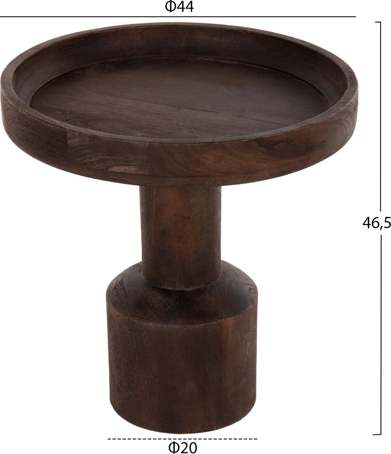 Tavolinë kafeje e rrumbullakët, dru mango, ngjyrë kafe e errët, Φ45x47H cm Tavolinë kafeje e rrumbullakët, dru mango, ngjyrë kafe e errët, Φ45x47H cm