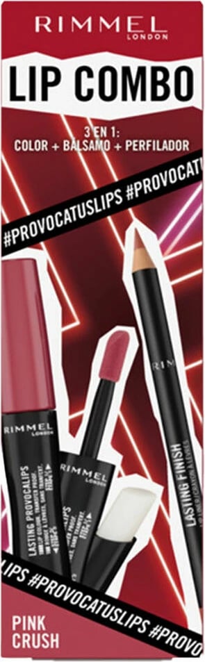 Set make-up për femra Rimmel London Lip Combo Pink Crush, 3 copë