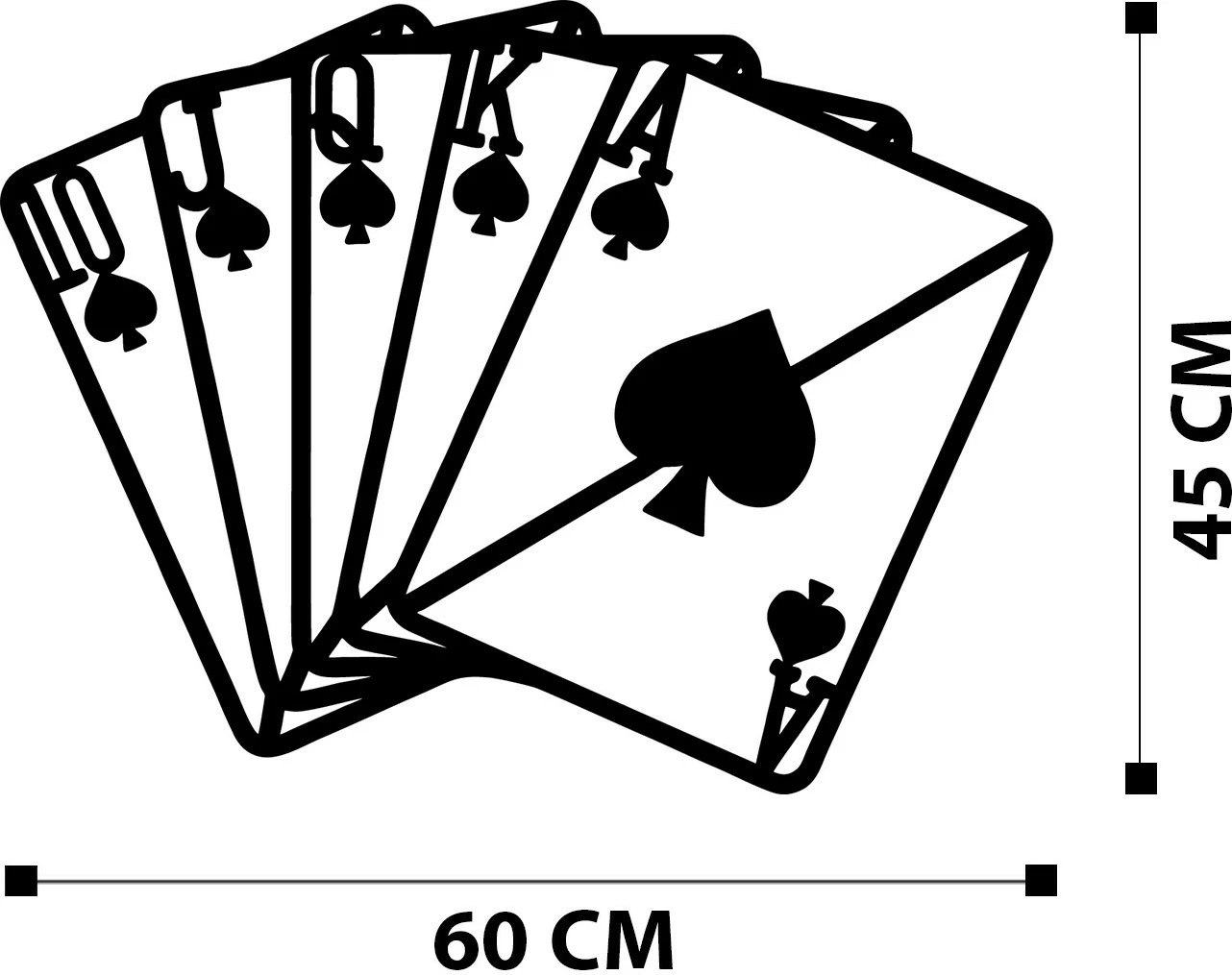 Aksesor dekorativ metalik për mur, Wallity Kare As, ngjyrë e zezë, 60x45cm