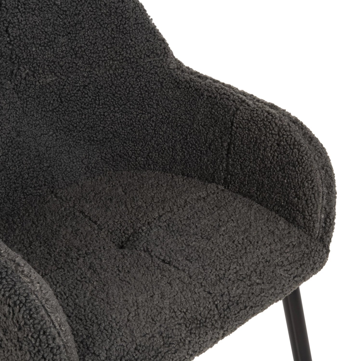 Karrige me krahë SHELLY FH8591.01, pëlhurë TEDDY, këmbë metalike, gri-e zezë, 57x55x87H cm., set prej 2 copë