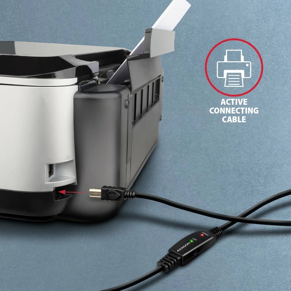 Kabllo aktive AXAGON ADR-210B, USB 2.0 A-M në B-M, 10m, e zezë