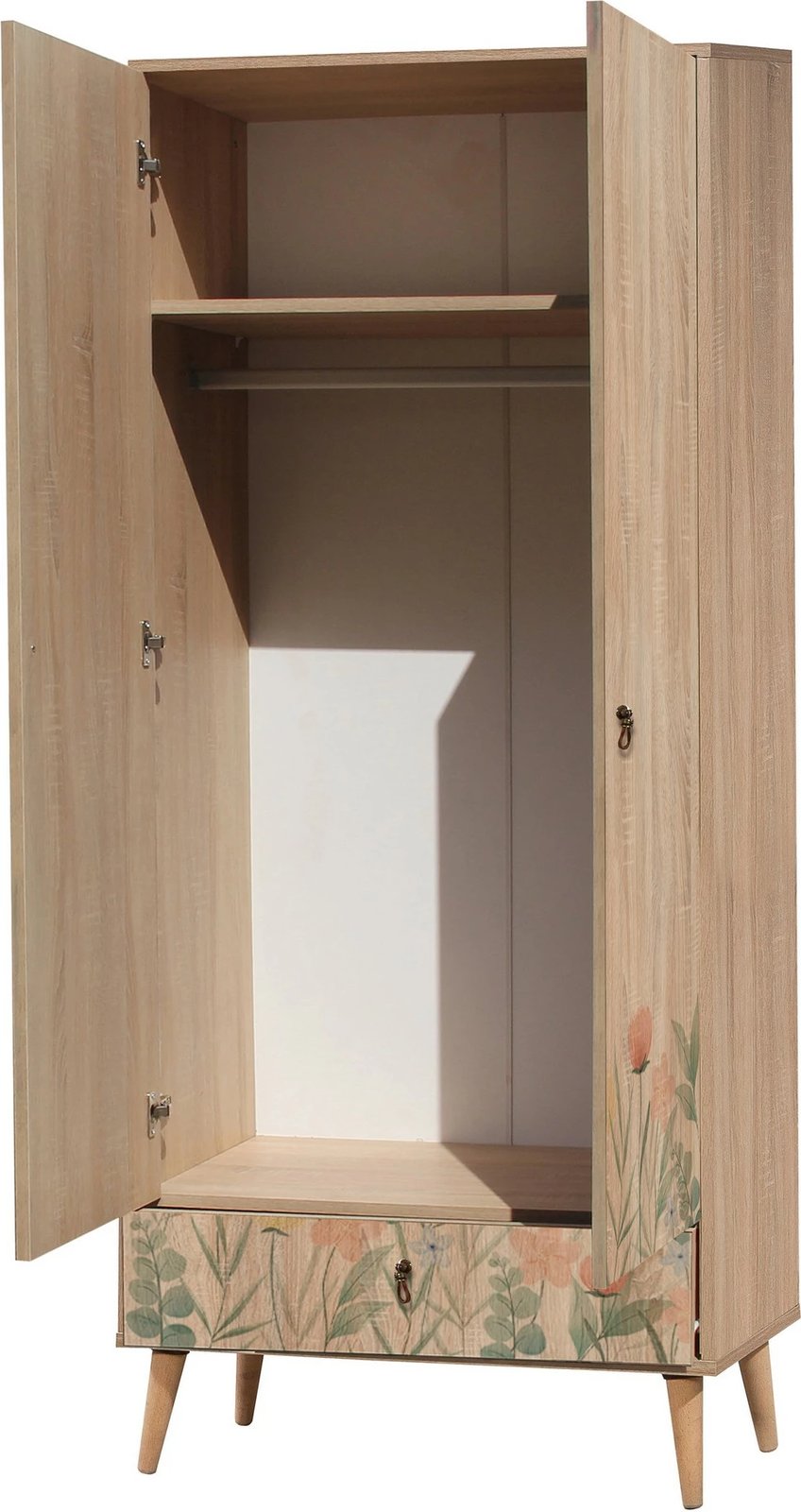 Gardërobë Skye Decor City Tulip, shumëngjyrëshe, me këmbë druri, 80x190x45cm