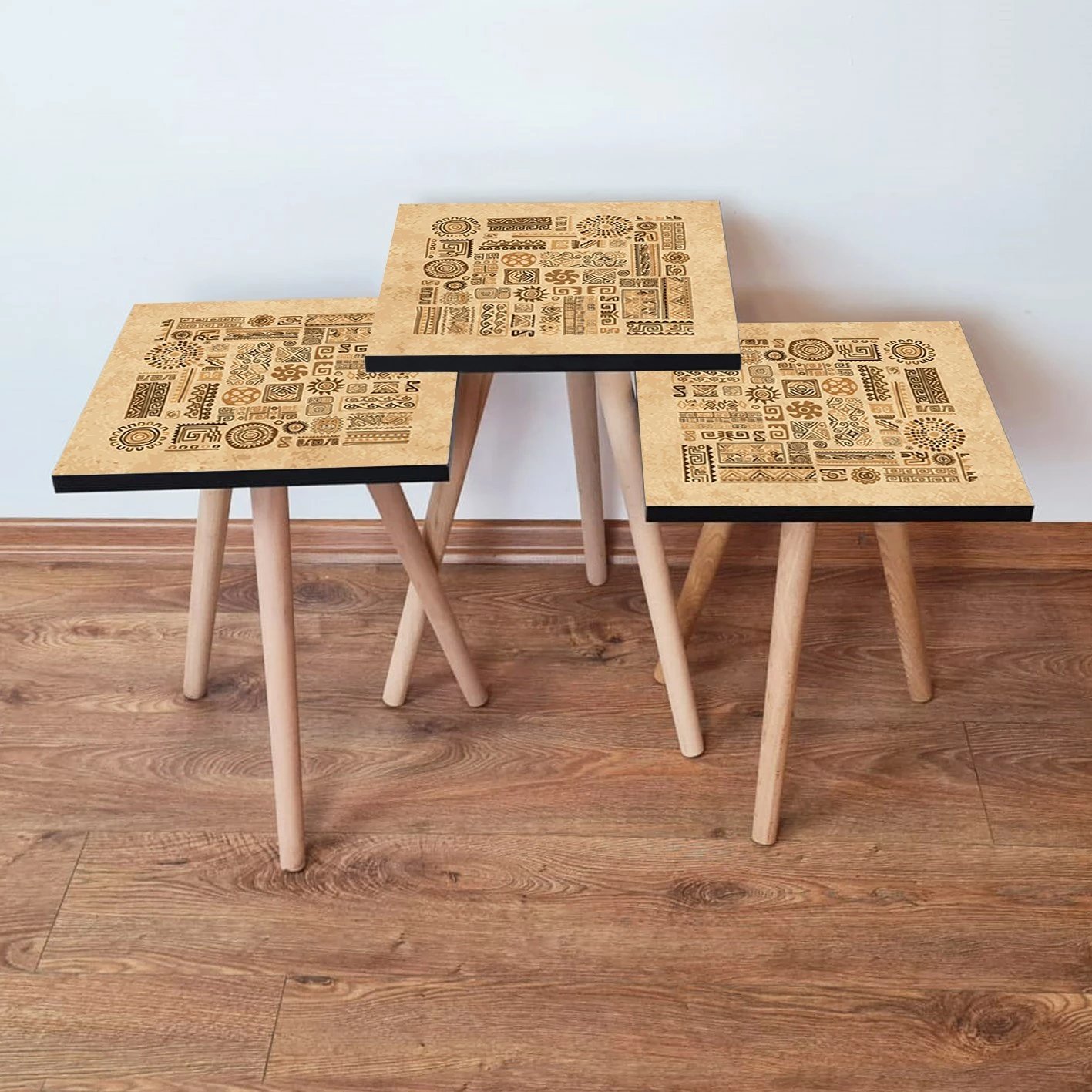 Set tavolinash ndihmëse, 3 copë, Skye Decor, 3Shp153, ngjyrë deve