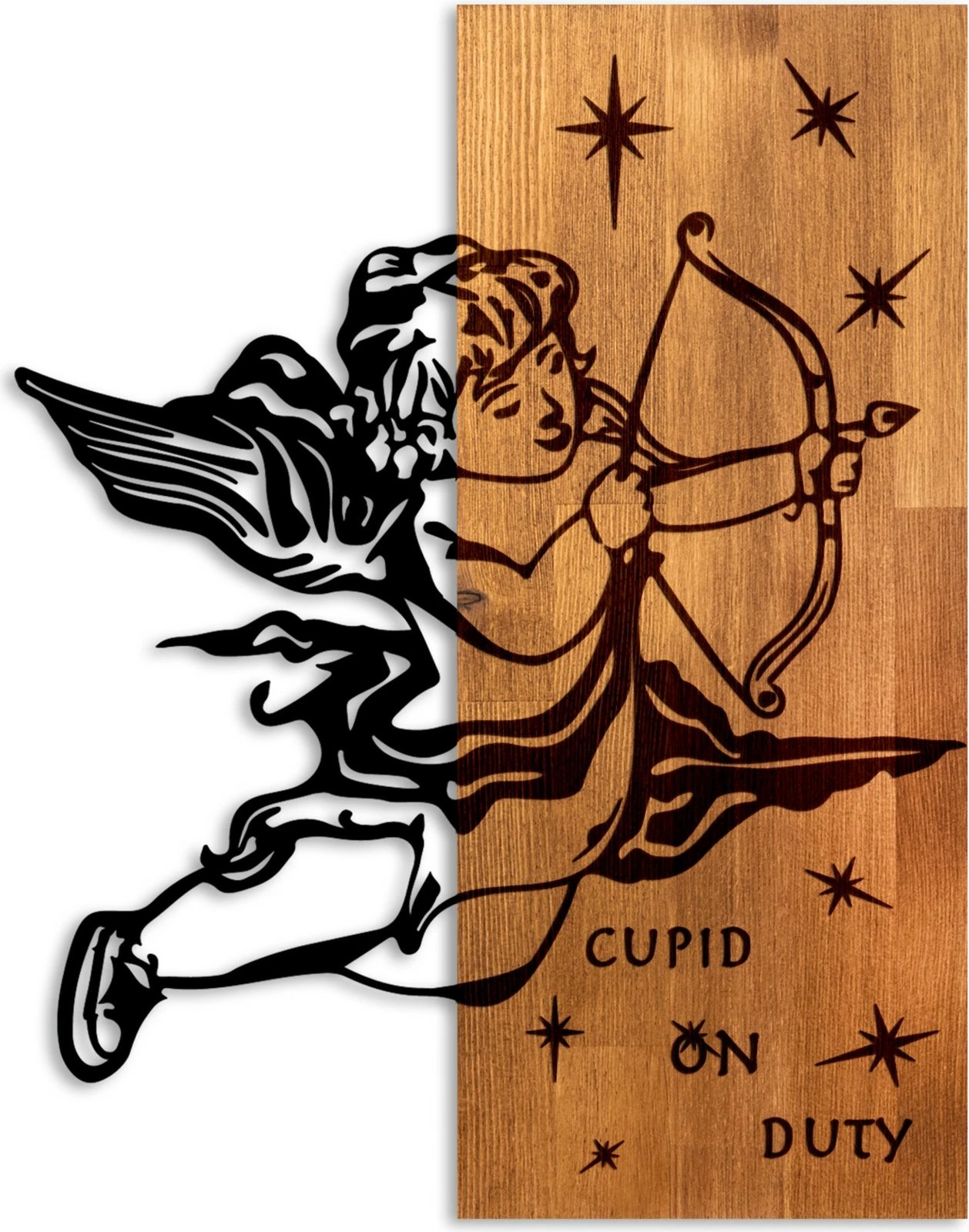 Aksesor dekorativ prej druri për mur, Wallity Eros 02, ngjyrë arre dhe e zezë, 47x58cm