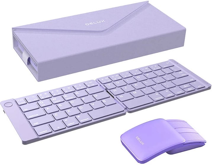 Set tastierë wireless e palosshme Delux KF10 dhe maus MF10PRO, vjollcë