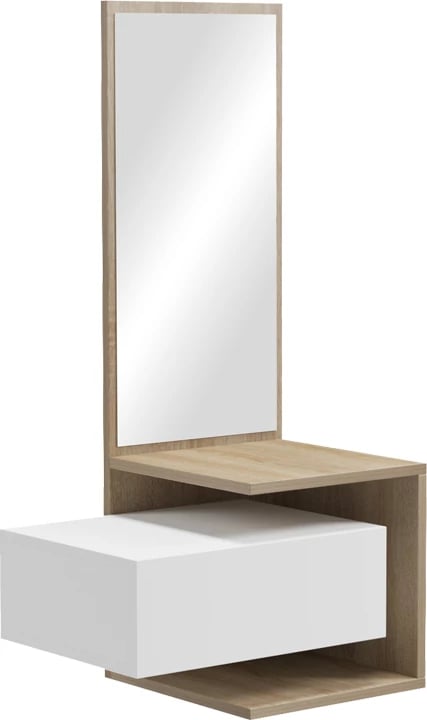 Tavolinë për grim me pasqyrë, ngjyrë e bardhë-sonoma, 49.1x31.3x90cm