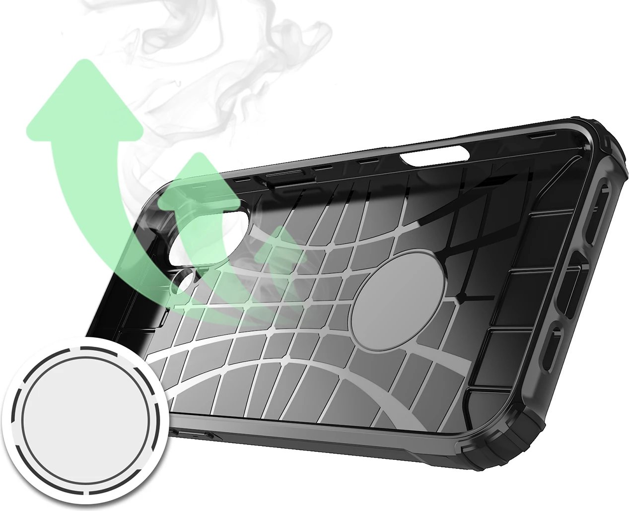 Mbështjellës Hurtel Hybrid Armor për iPhone 16 Plus, i zi