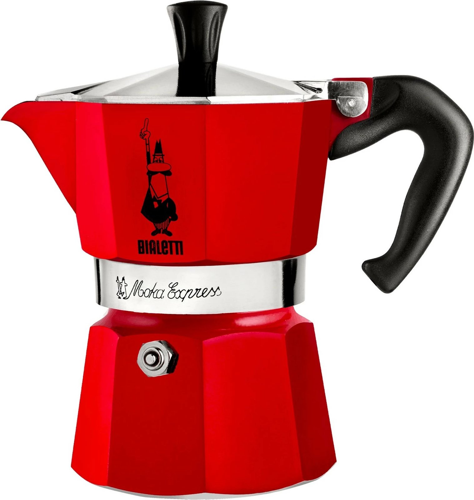 Moka pot Bialetti Moka Express 3TZ, 3 filxhanë, alumini, e kuqe
