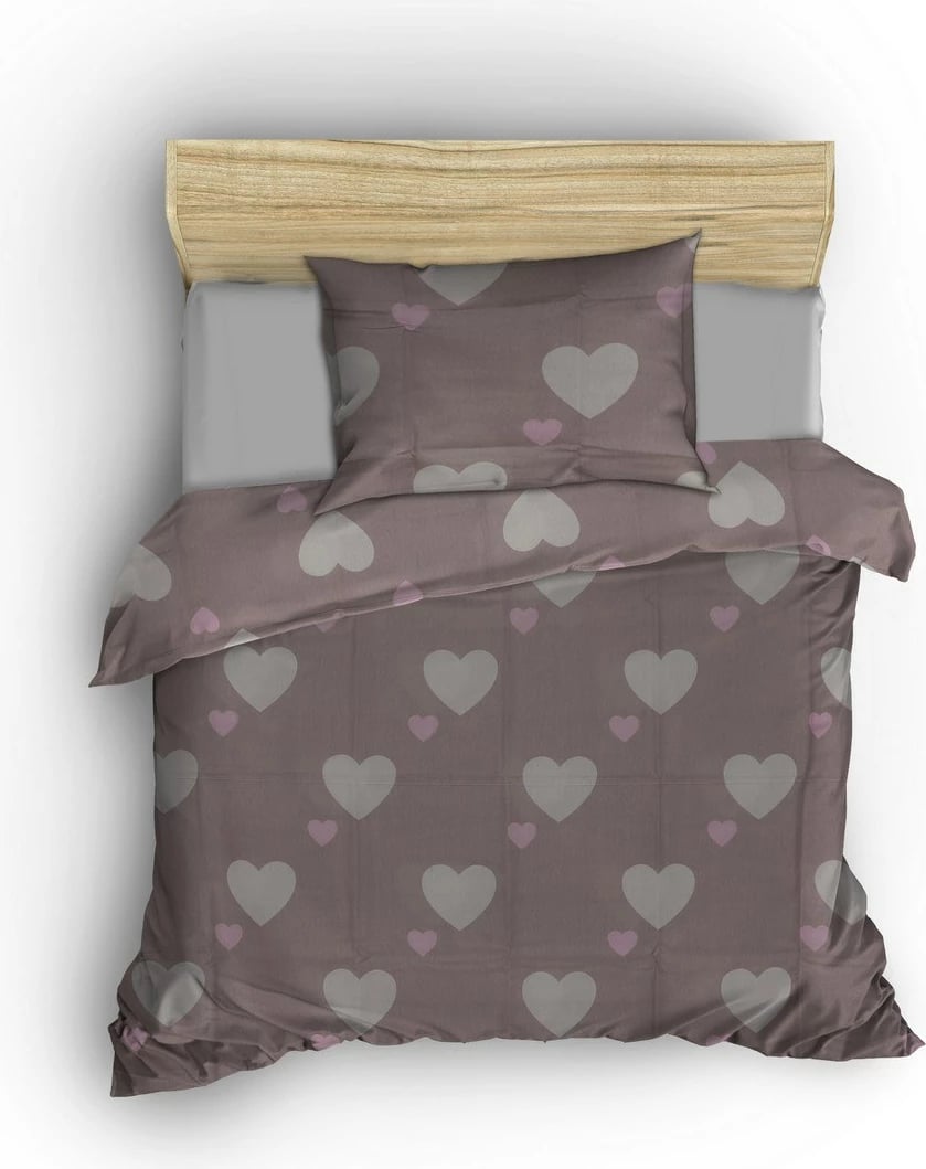 Set mbulesë për jorgan dopio, ngjyrë Dusty Rose, zemra, L'essentiel