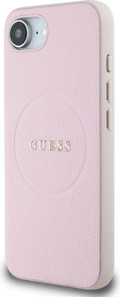 Mbështjellës Guess Grained Ring MagSafe për iPhone 16e, Rozë Mbështjellës Guess Grained Ring MagSafe për iPhone 16e, Rozë