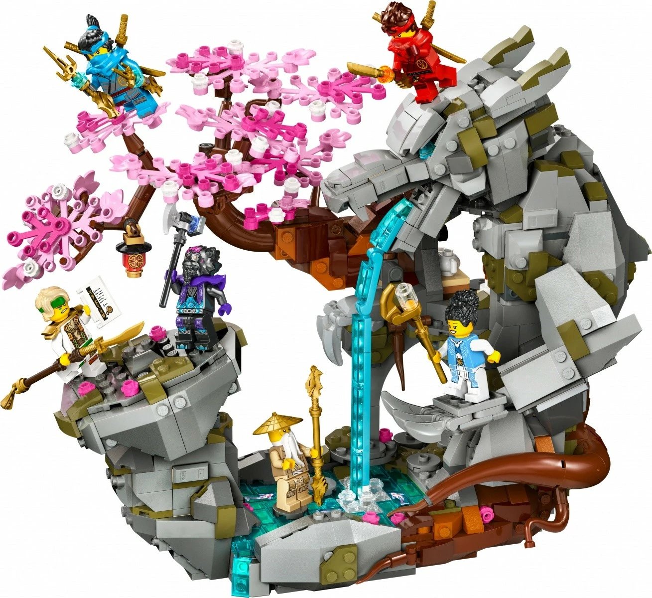 Set ndërtimi LEGO Ninjago Dragon Stone Temple 71819, 1212 pjesë, me 6 minifigura