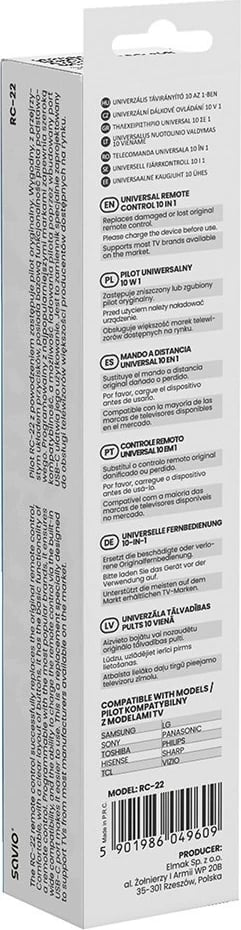 Telekomandë universale Savio RC-22, 20 butona, IR, USB Type-C, e zezë