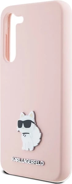 Mbështjellës Karl Lagerfeld Silicone Choupette Metal Pin për Samsung Galaxy S24+, Rozë
