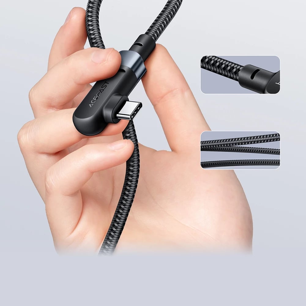 Kabllo Acefast C5-03 USB-C në USB-C, 2m, 100W, e zezë